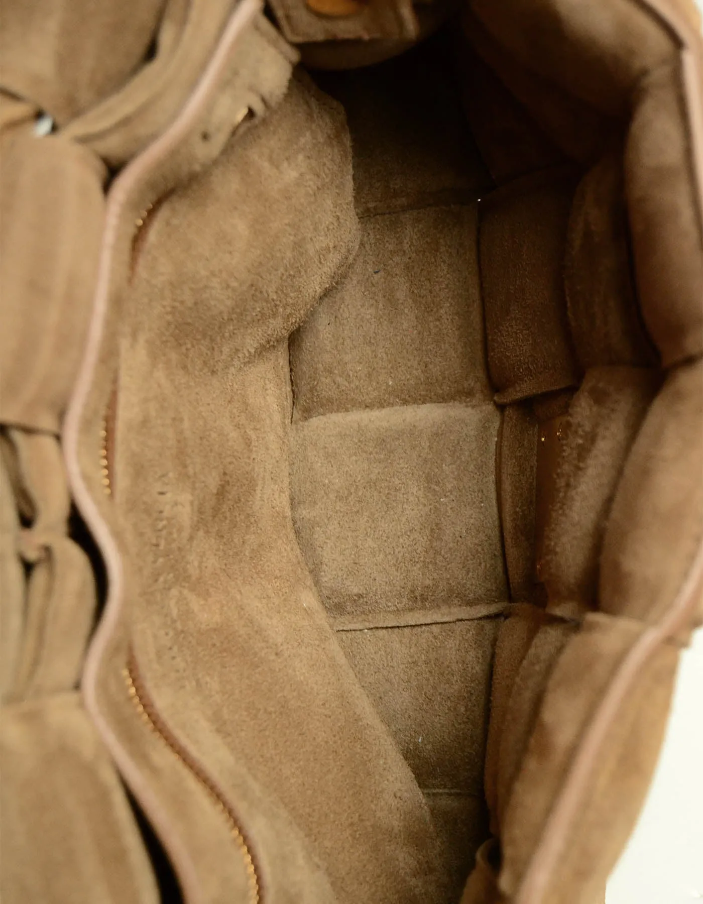 Bottega Veneta Caramel Tan Maxi Intrecciato Suede Padded Cassette Bag