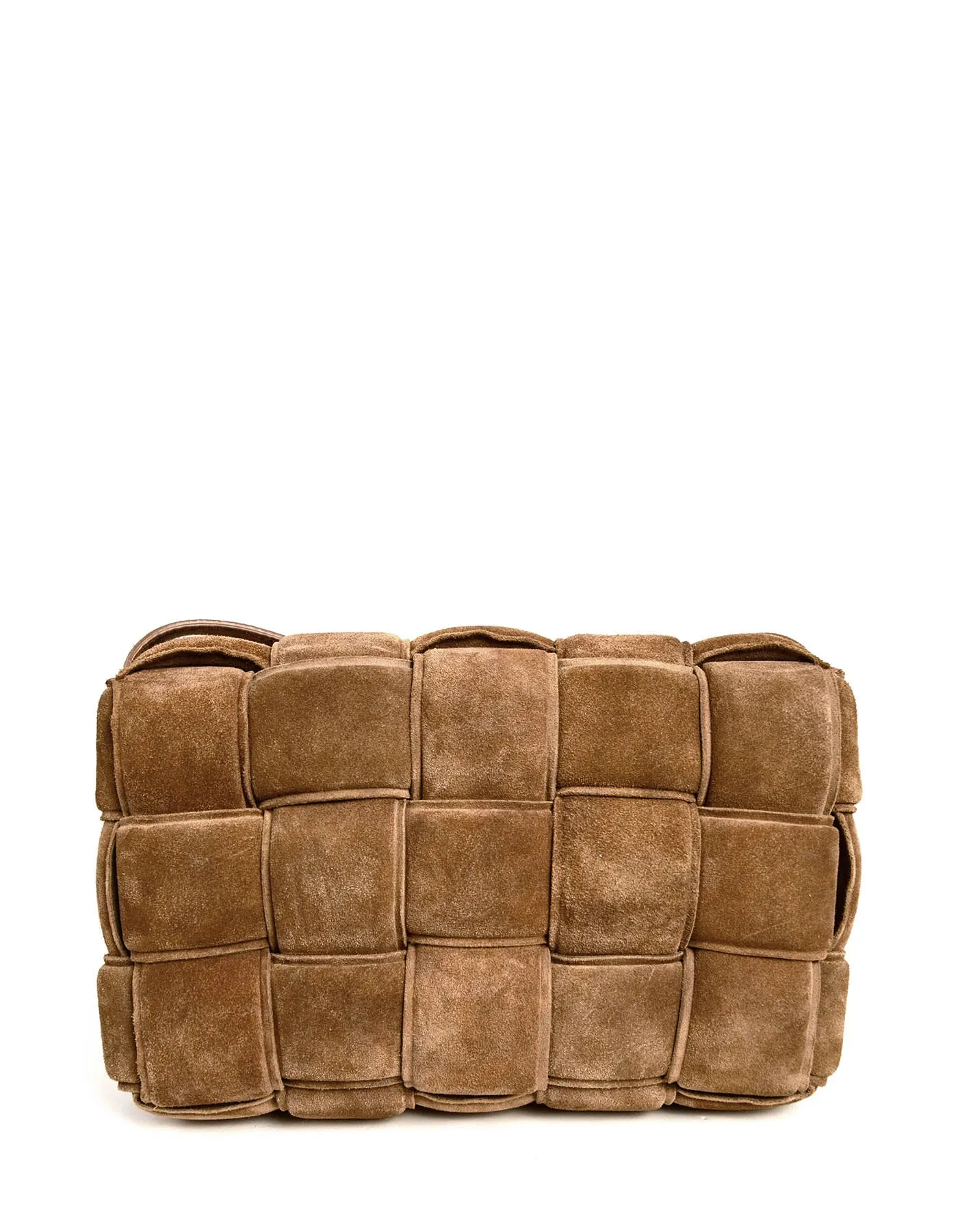 Bottega Veneta Caramel Tan Maxi Intrecciato Suede Padded Cassette Bag