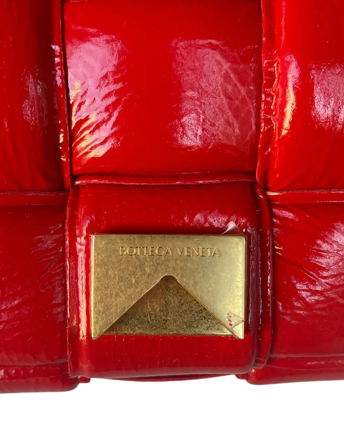 Bottega Veneta Red Patent Maxi Intrecciato Padded Cassette Crossbody Bag