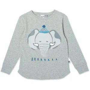 Brr Elephant Tee - Grey Marle