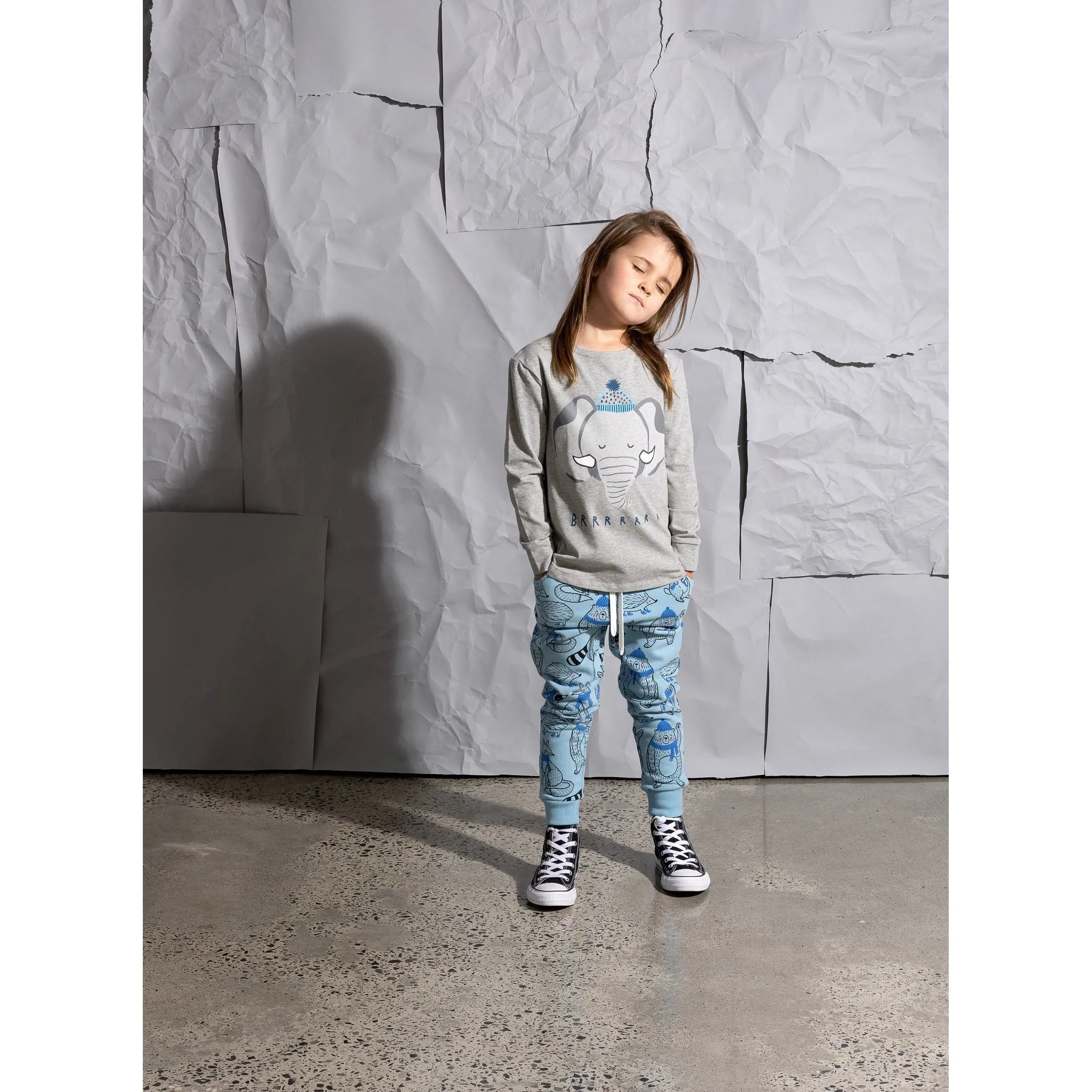 Brr Elephant Tee - Grey Marle