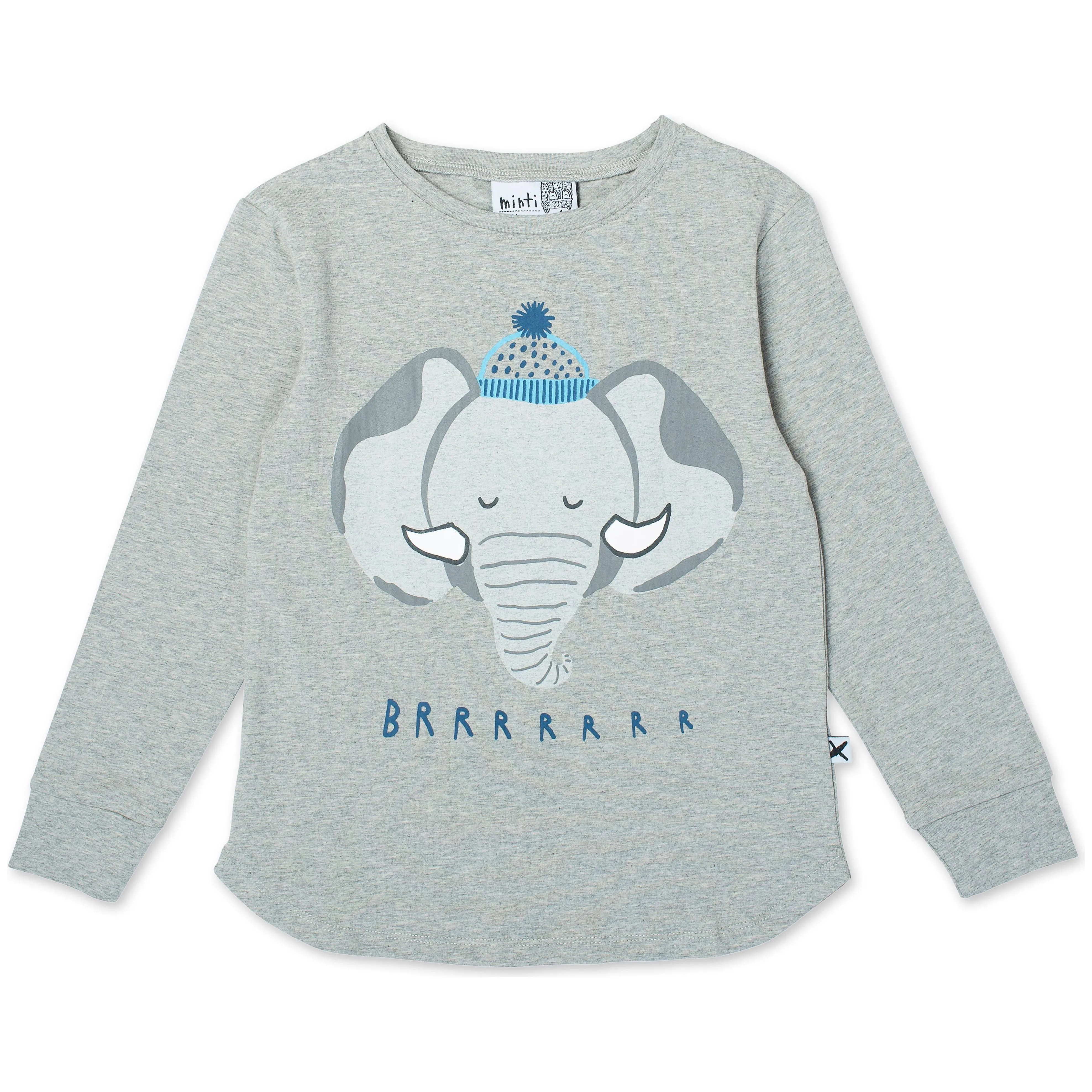 Brr Elephant Tee - Grey Marle