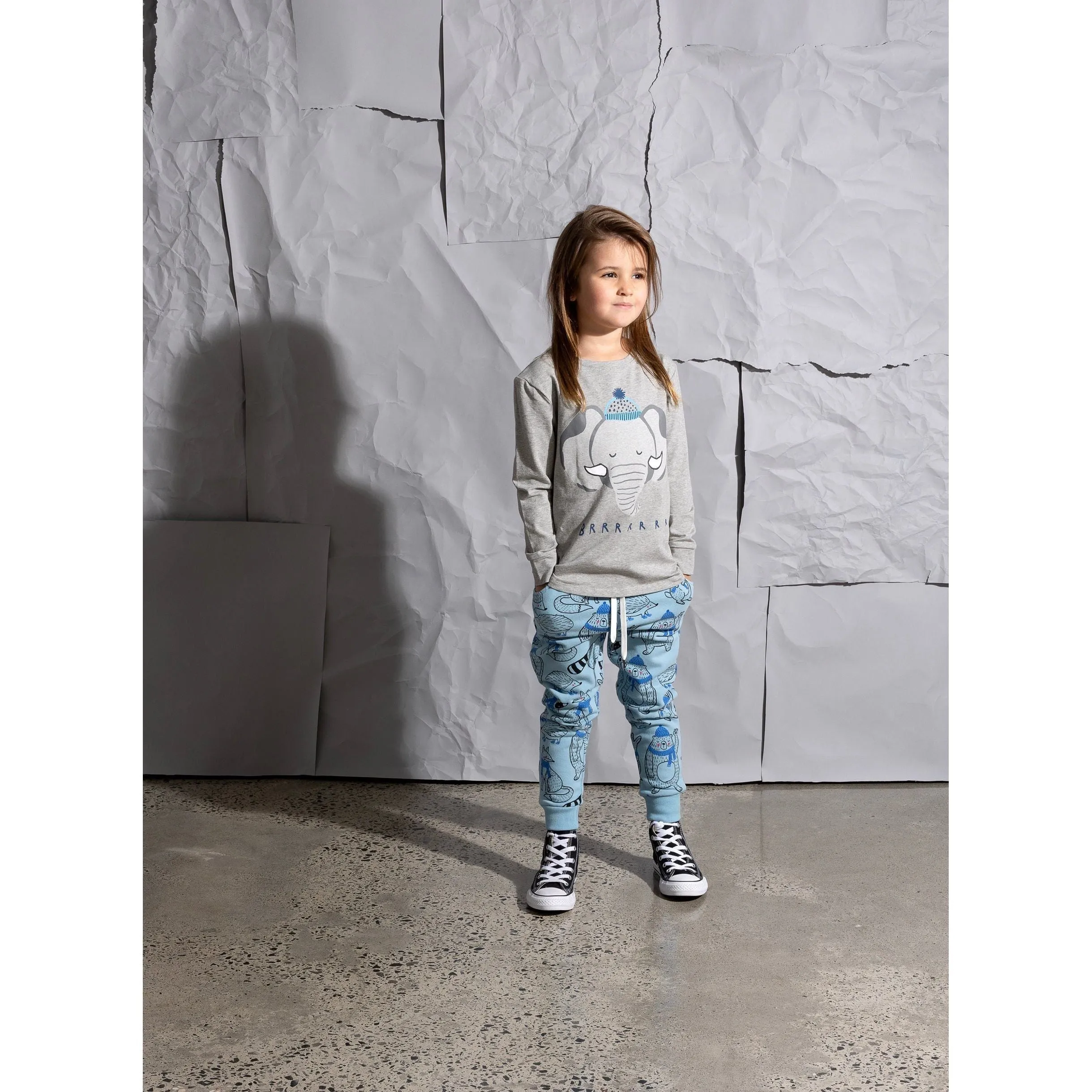 Brr Elephant Tee - Grey Marle