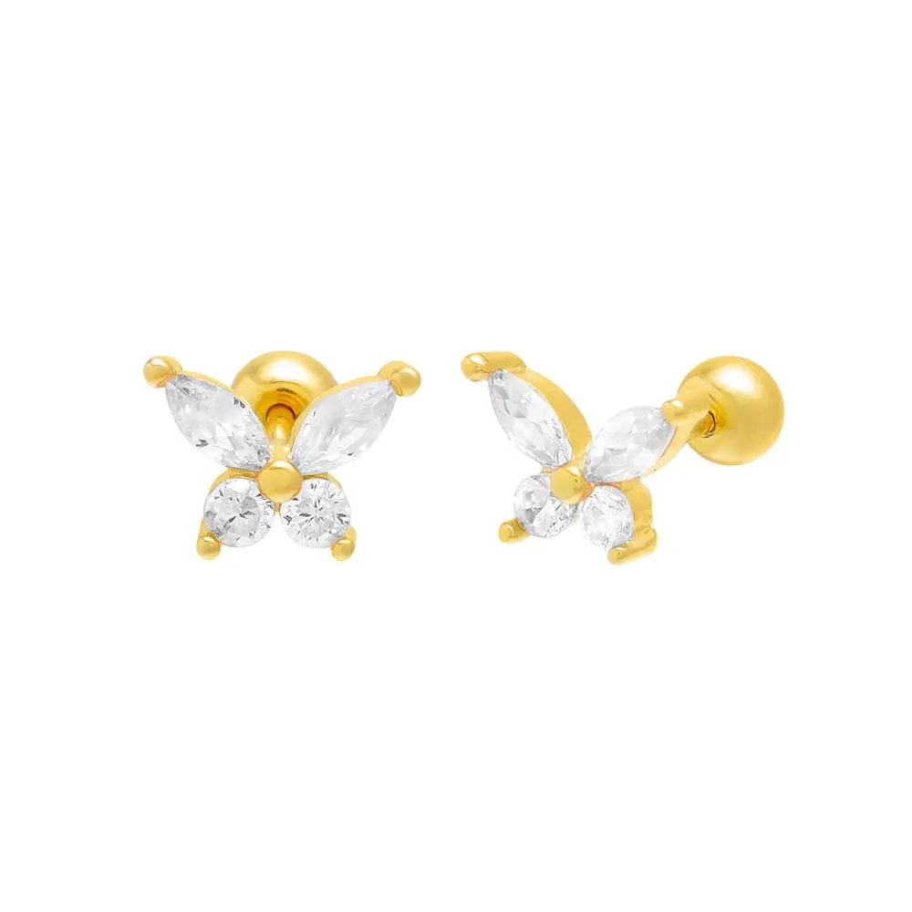 Butterfly Threaded Ball Stud Earring