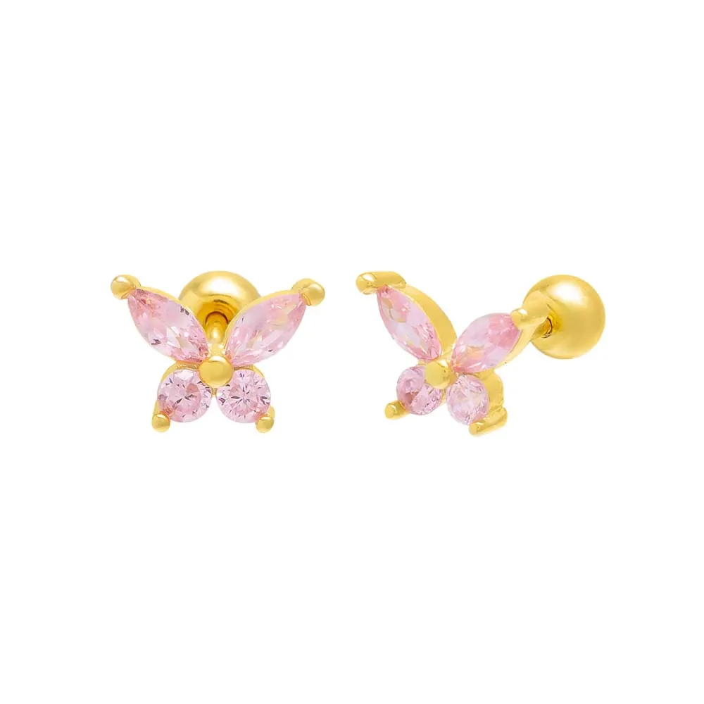 Butterfly Threaded Ball Stud Earring