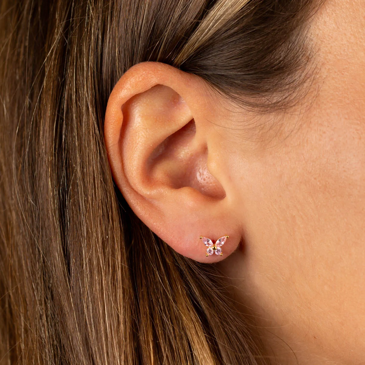 Butterfly Threaded Ball Stud Earring