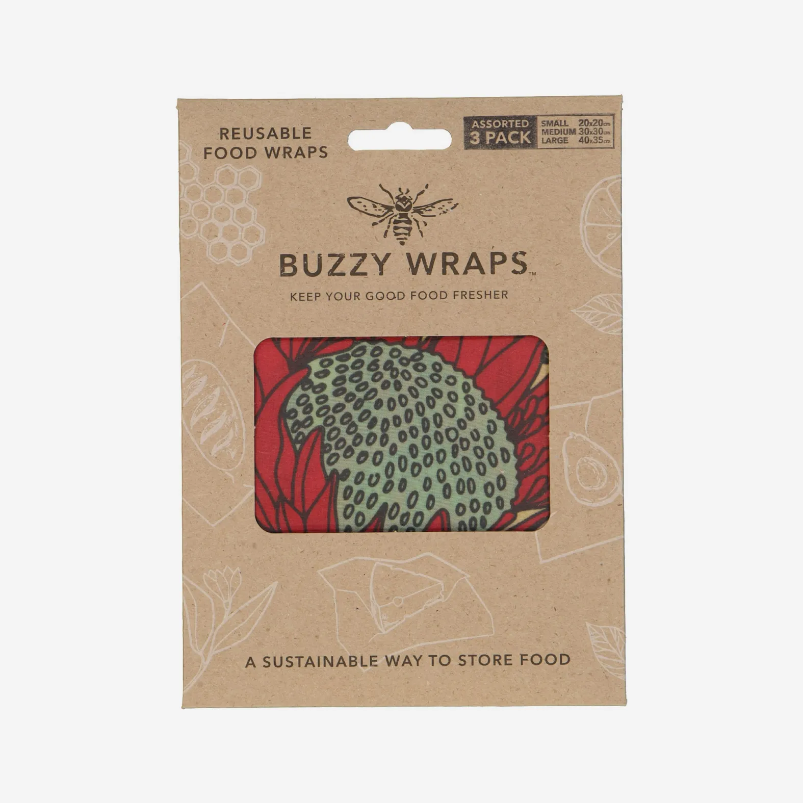 Buzzy Wraps Gift Set - Protea Red On White