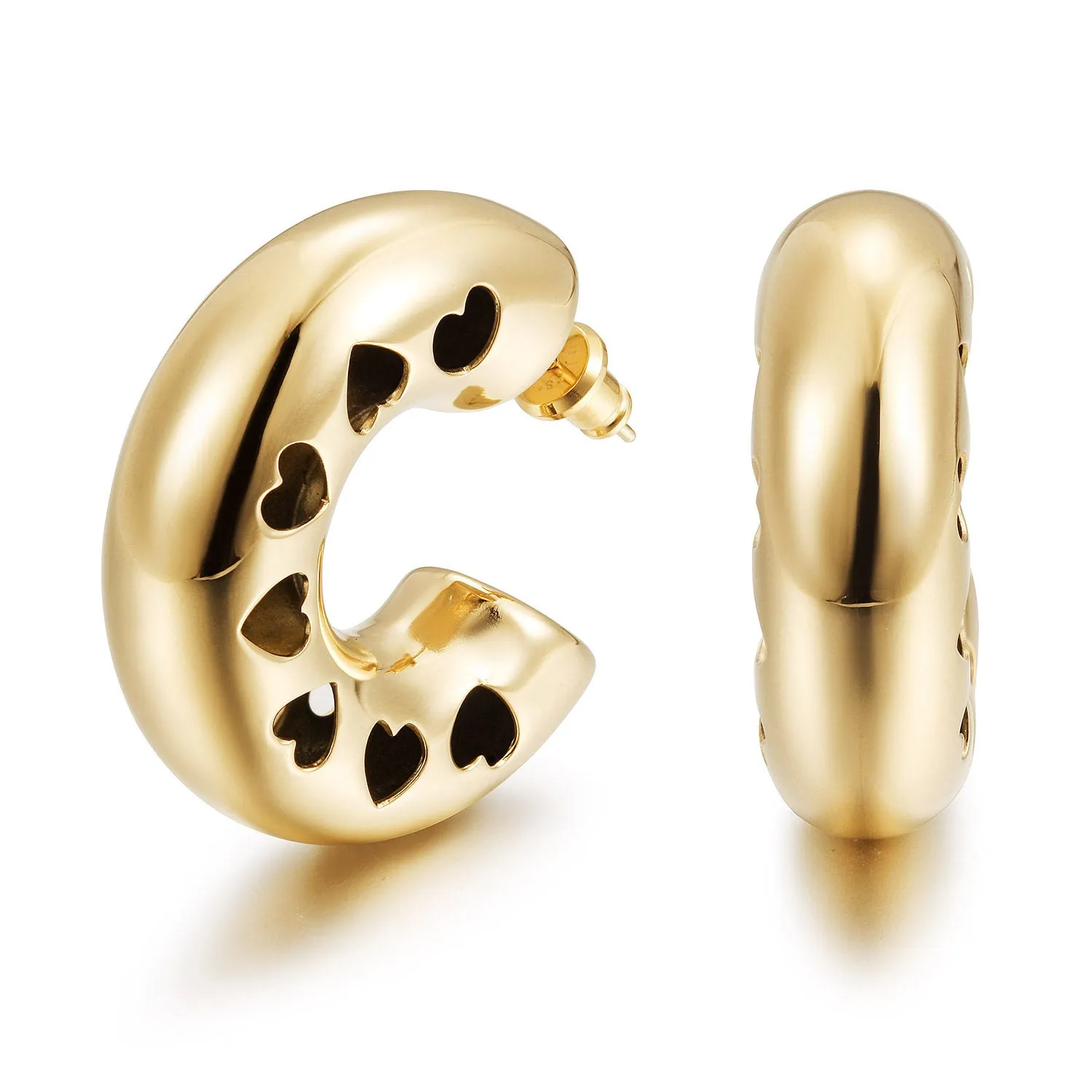 C-shaped heart-shaped hollow earrings-SCE514STGC