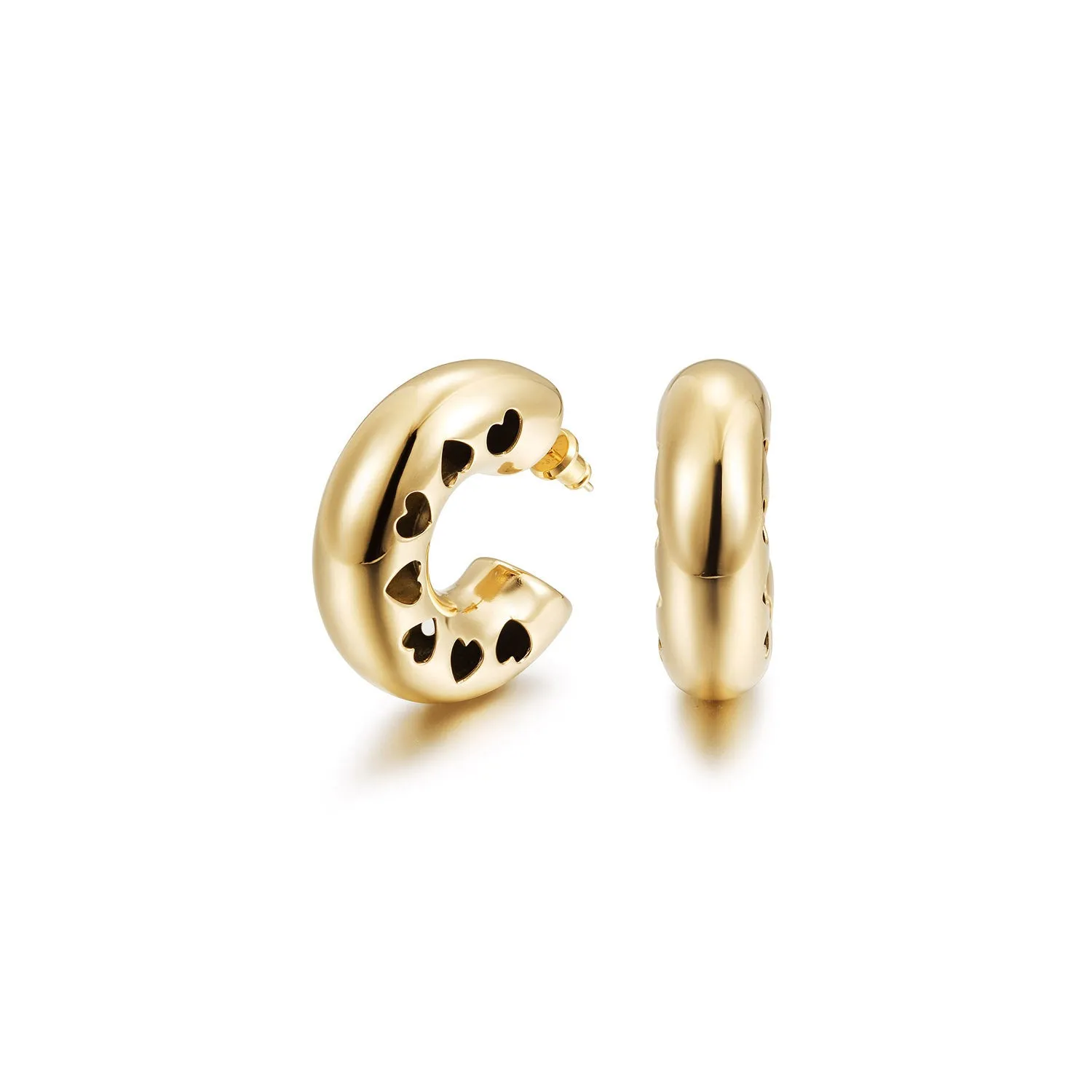 C-shaped heart-shaped hollow earrings-SCE514STGC