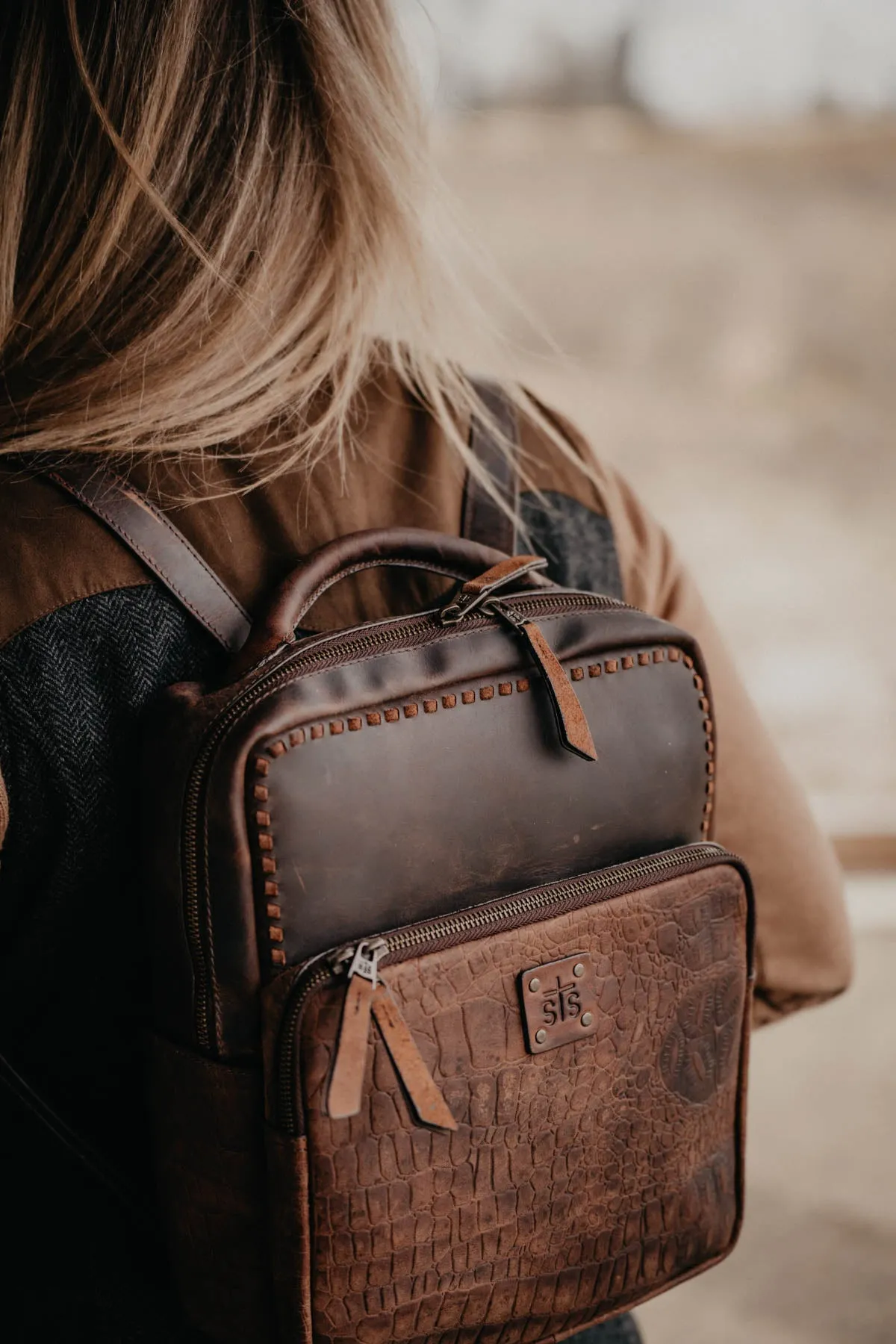 'Catalina' Leather Croc Mini Backpack by STS Ranchwear
