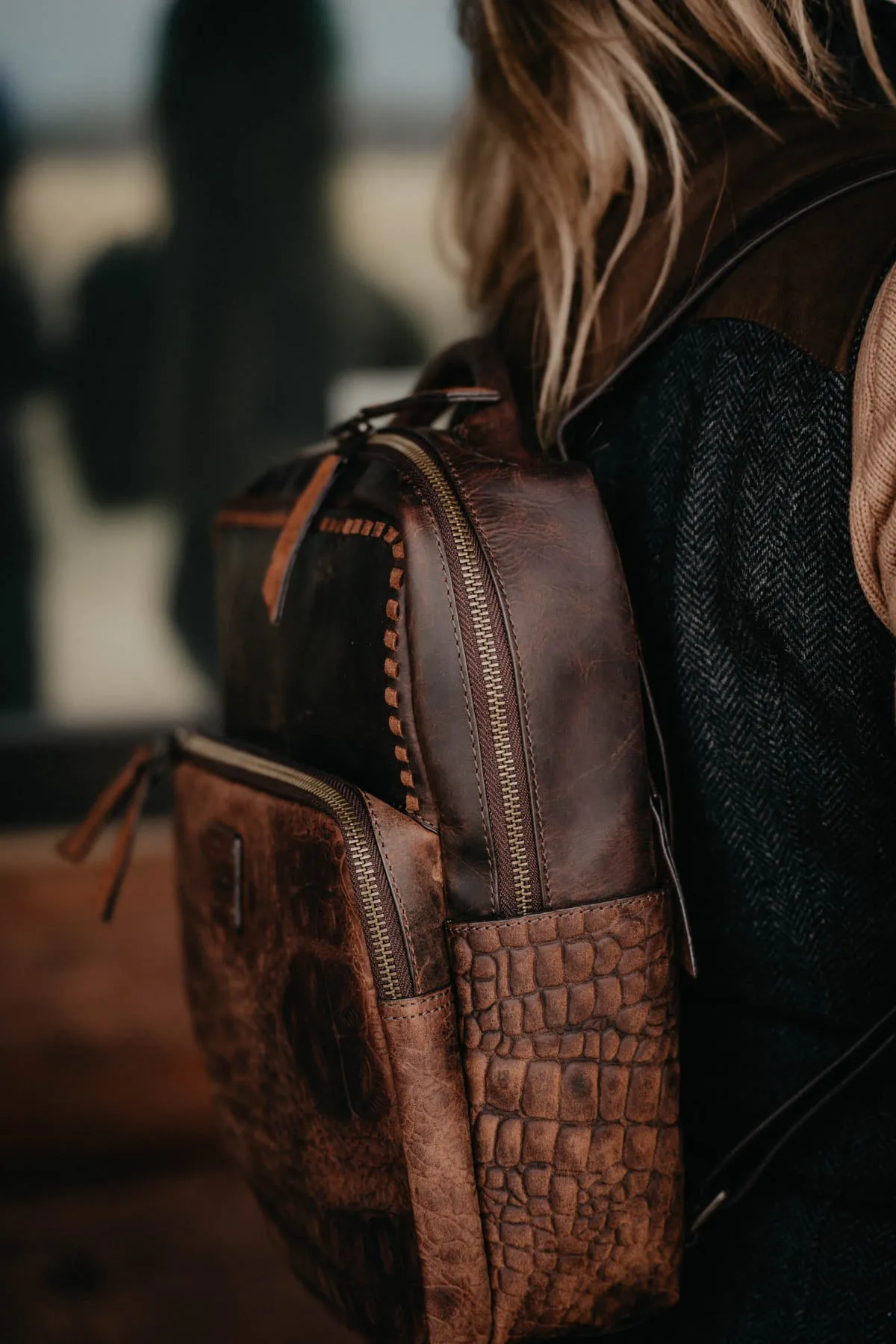 'Catalina' Leather Croc Mini Backpack by STS Ranchwear