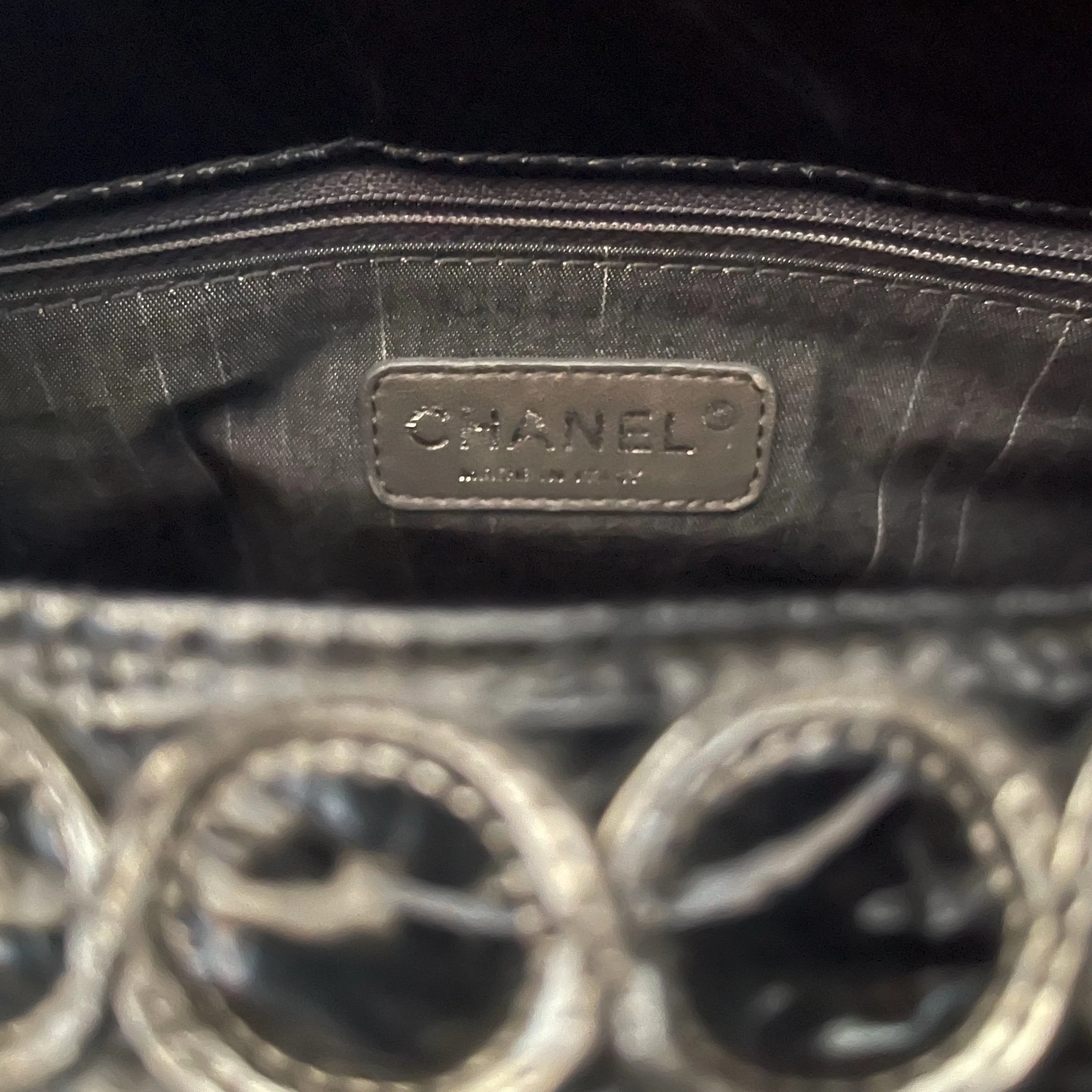 Chanel Gunmetal Textured Chain Shoulder Bag