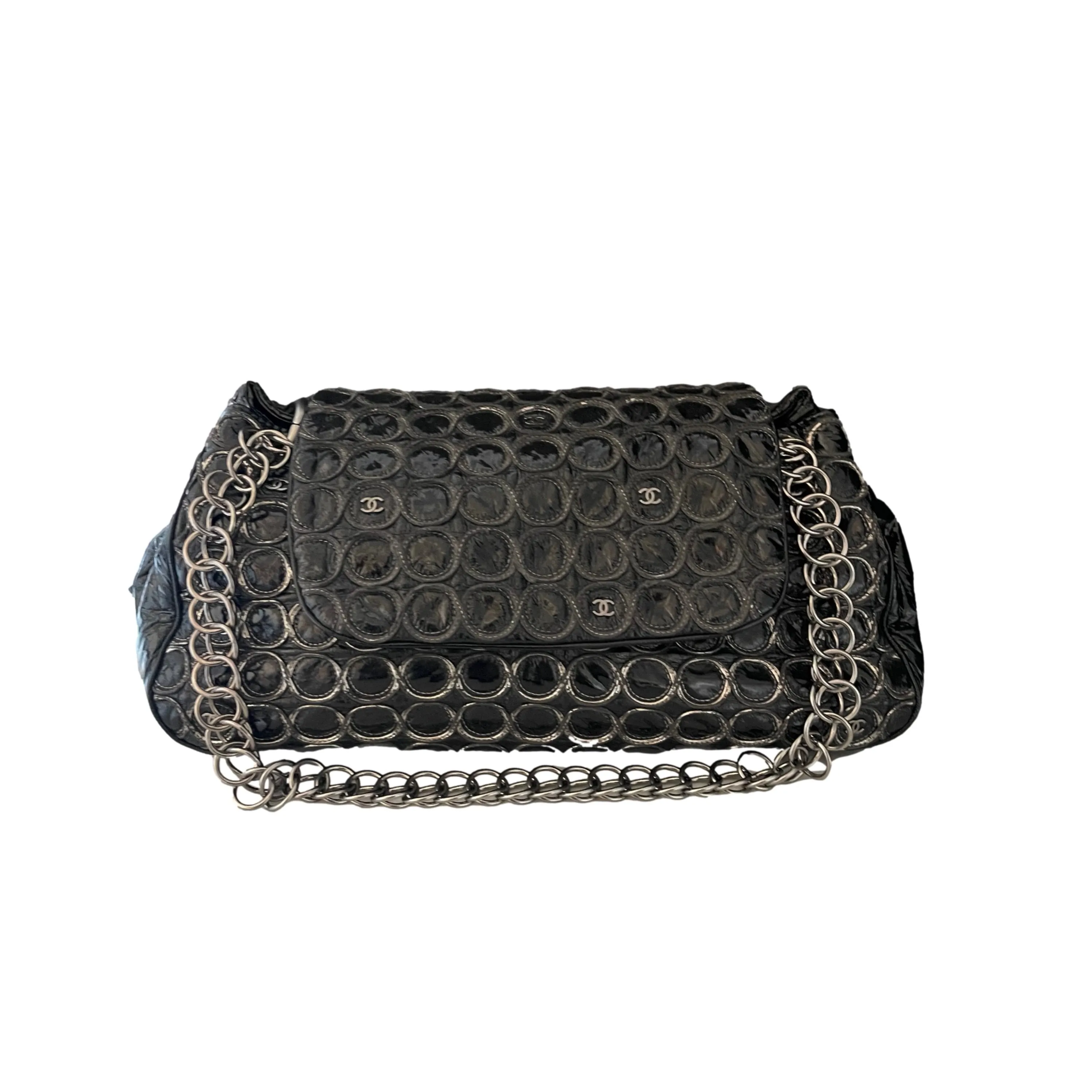 Chanel Gunmetal Textured Chain Shoulder Bag