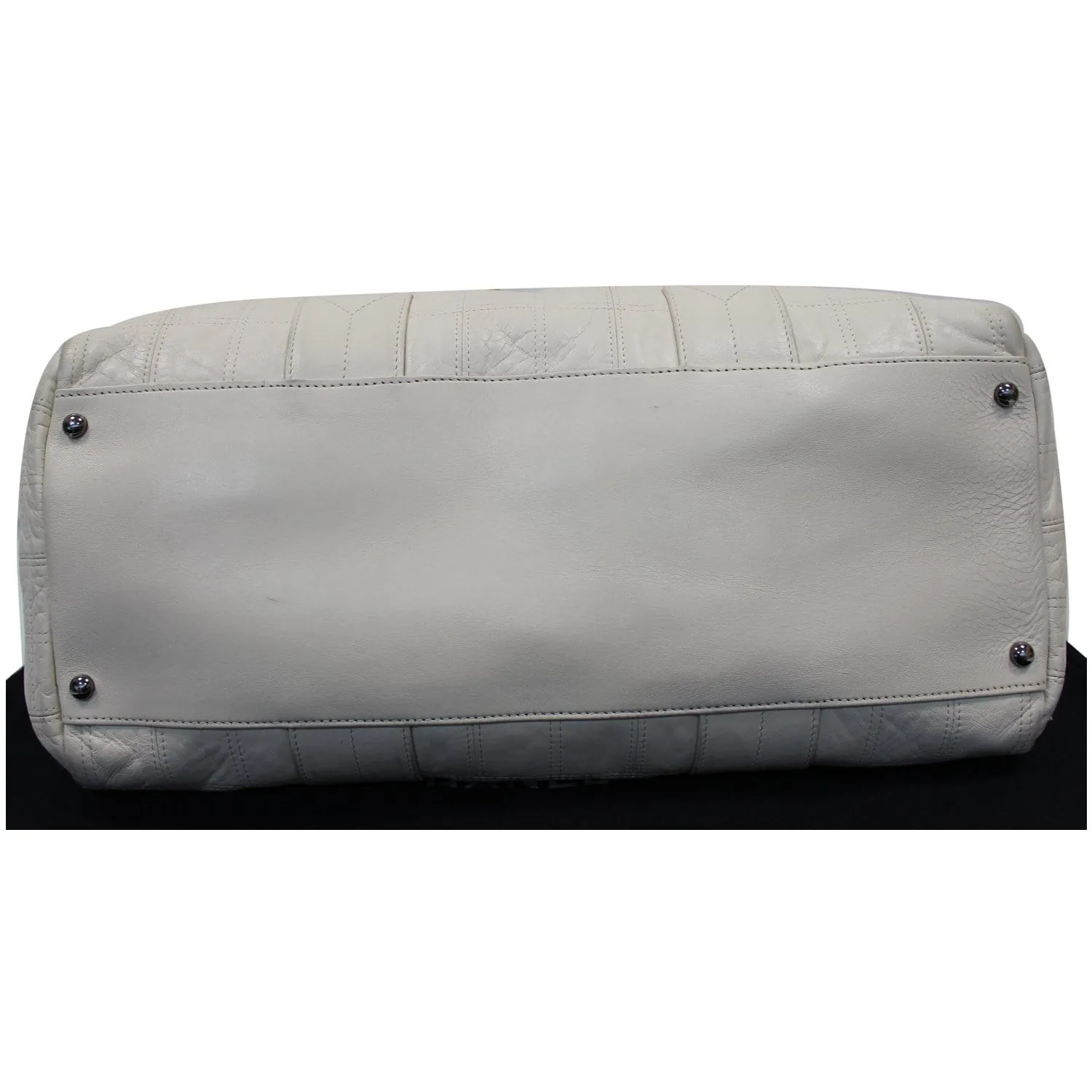 CHANEL Square Stitched Lax Lambskin Tote Bag White