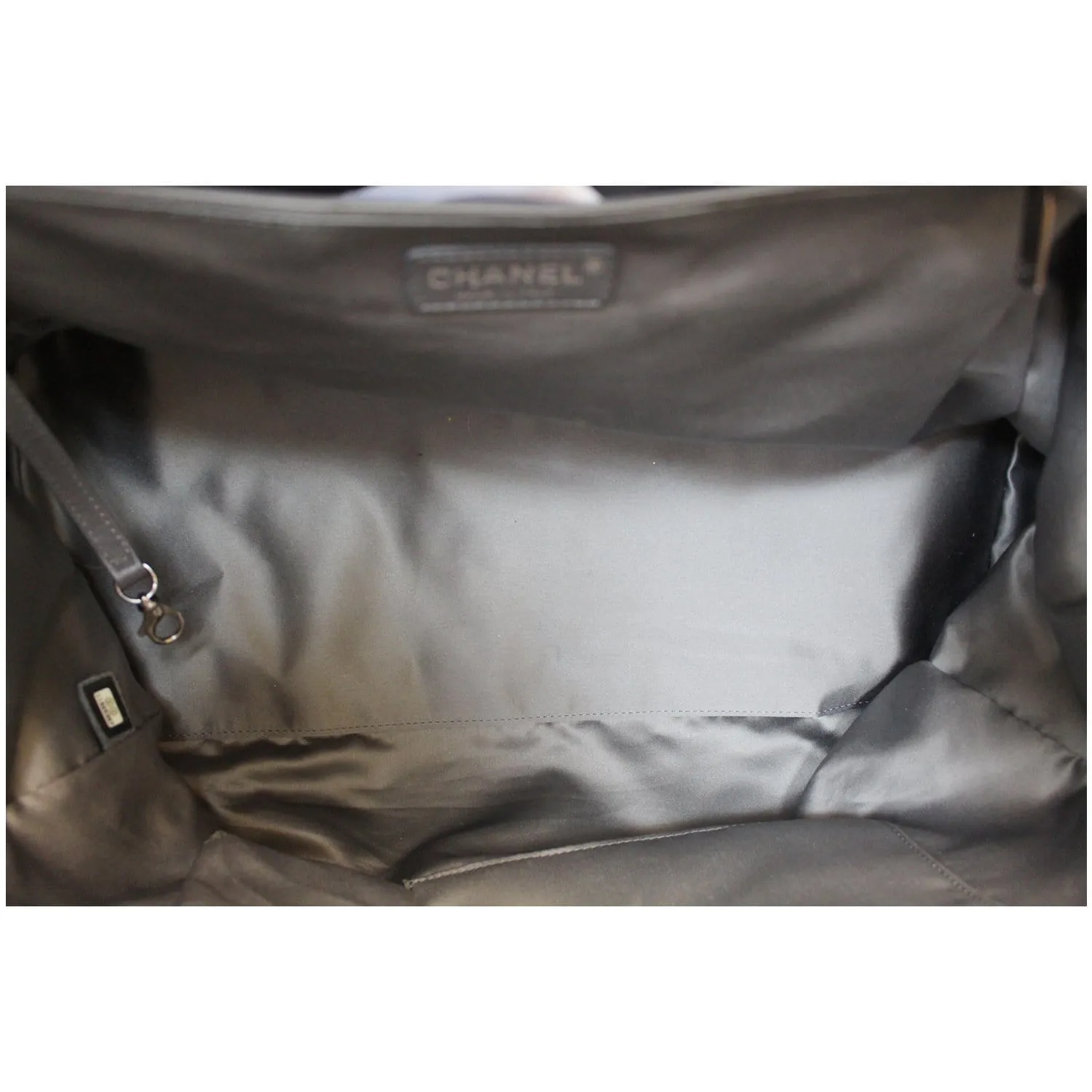 CHANEL Square Stitched Lax Lambskin Tote Bag White