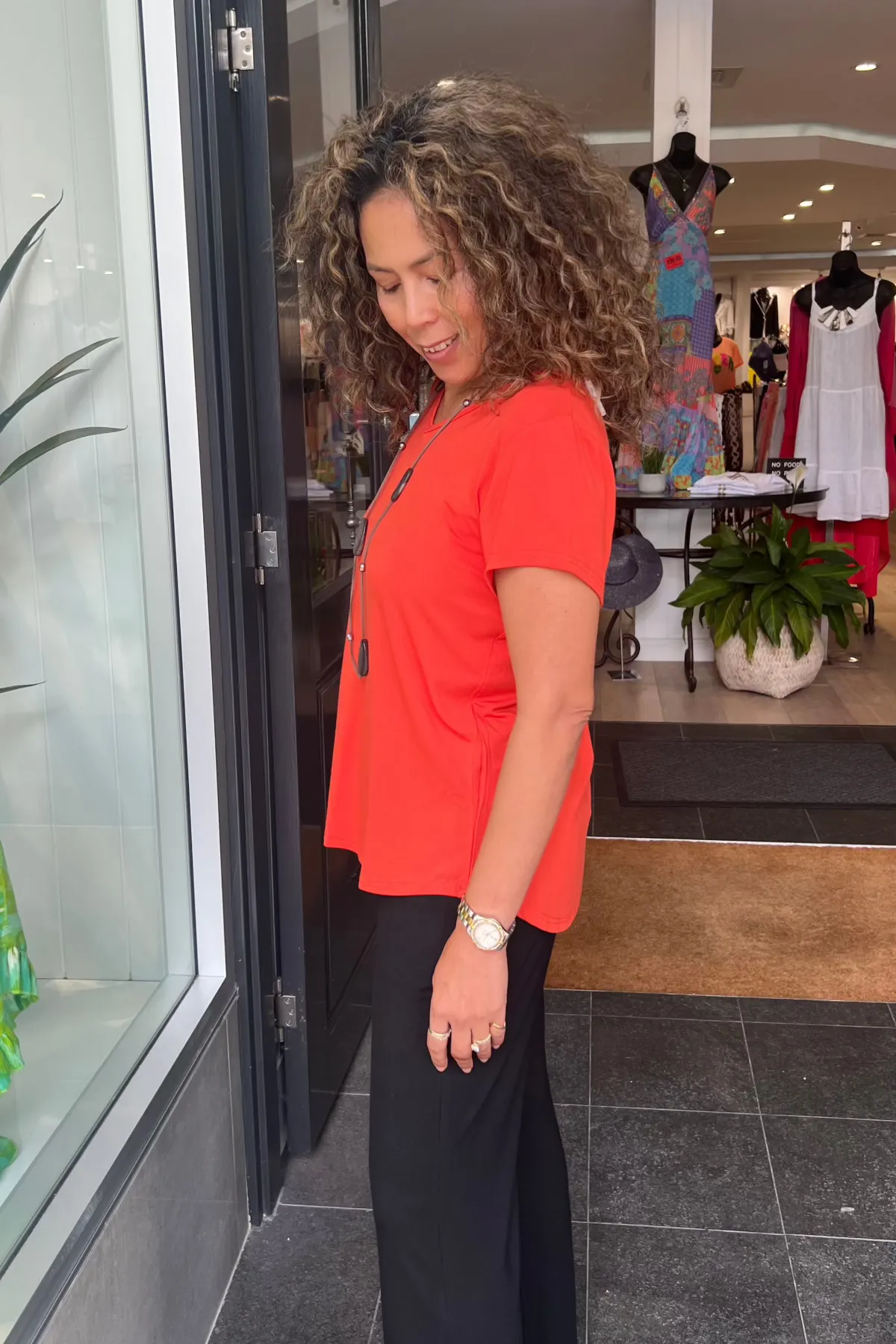 Charlie Cap-Sleeve Tee - Tangerine - BO9