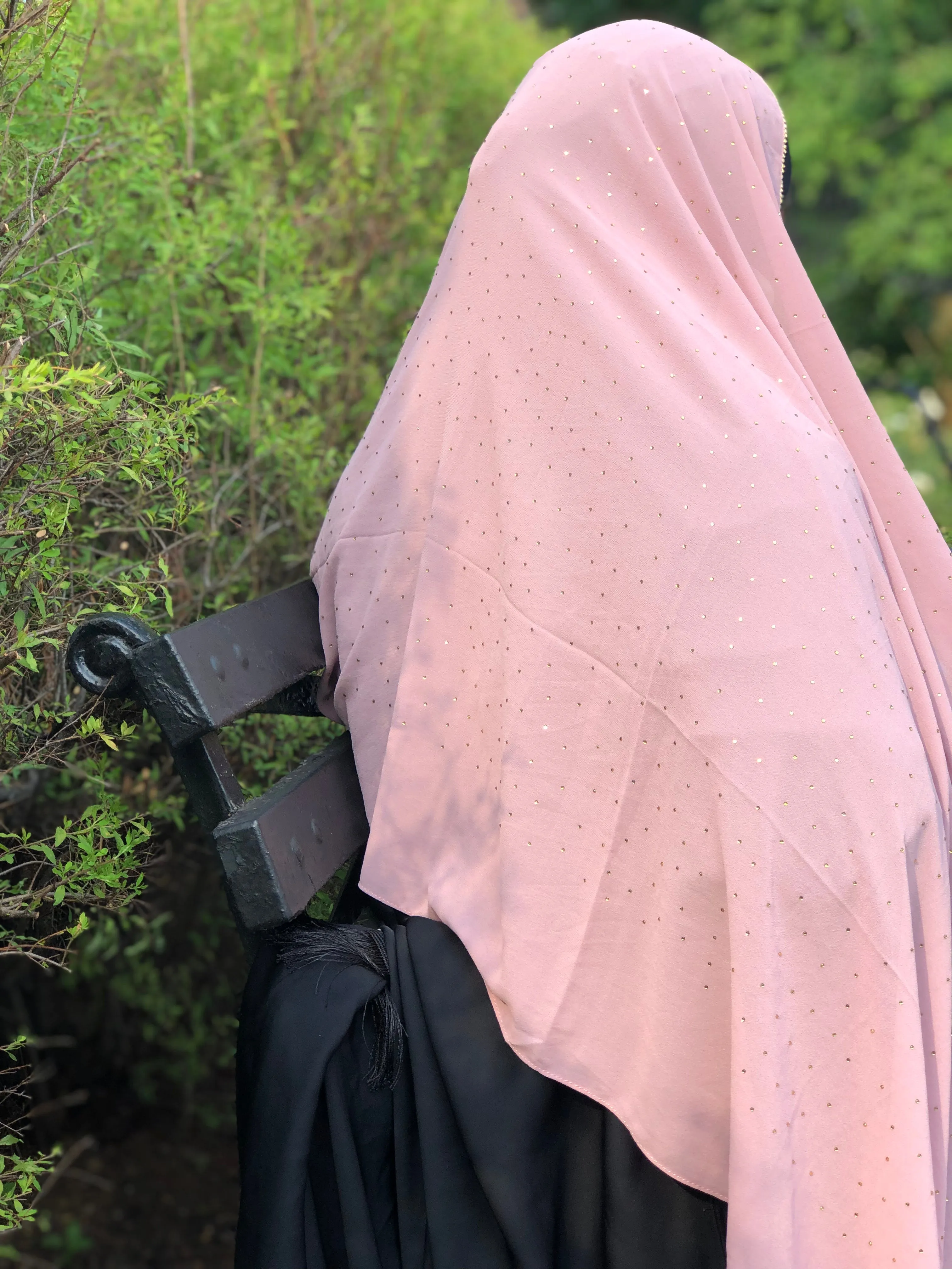 Chiffon with Rhinestone- Dusty Pink