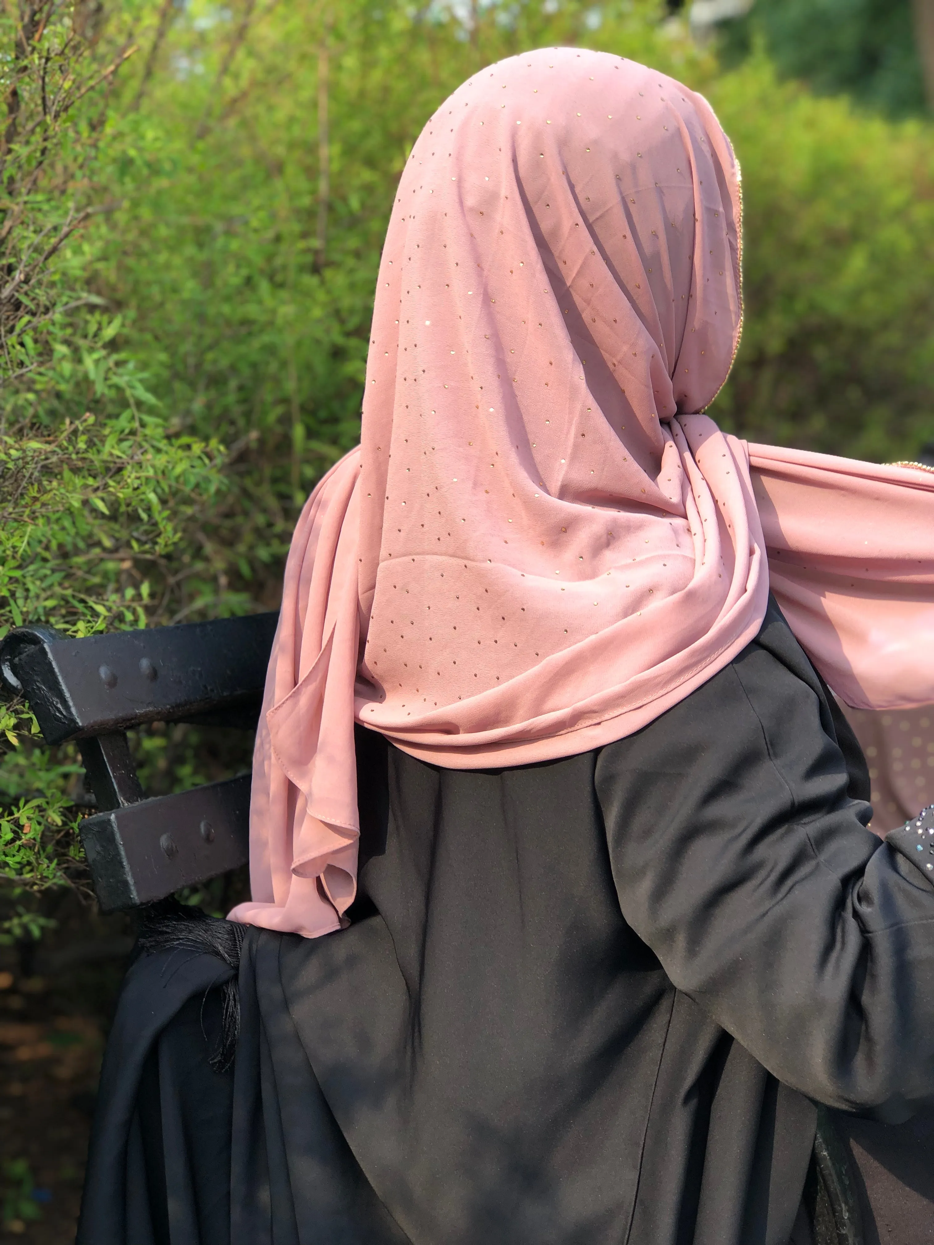 Chiffon with Rhinestone- Dusty Pink