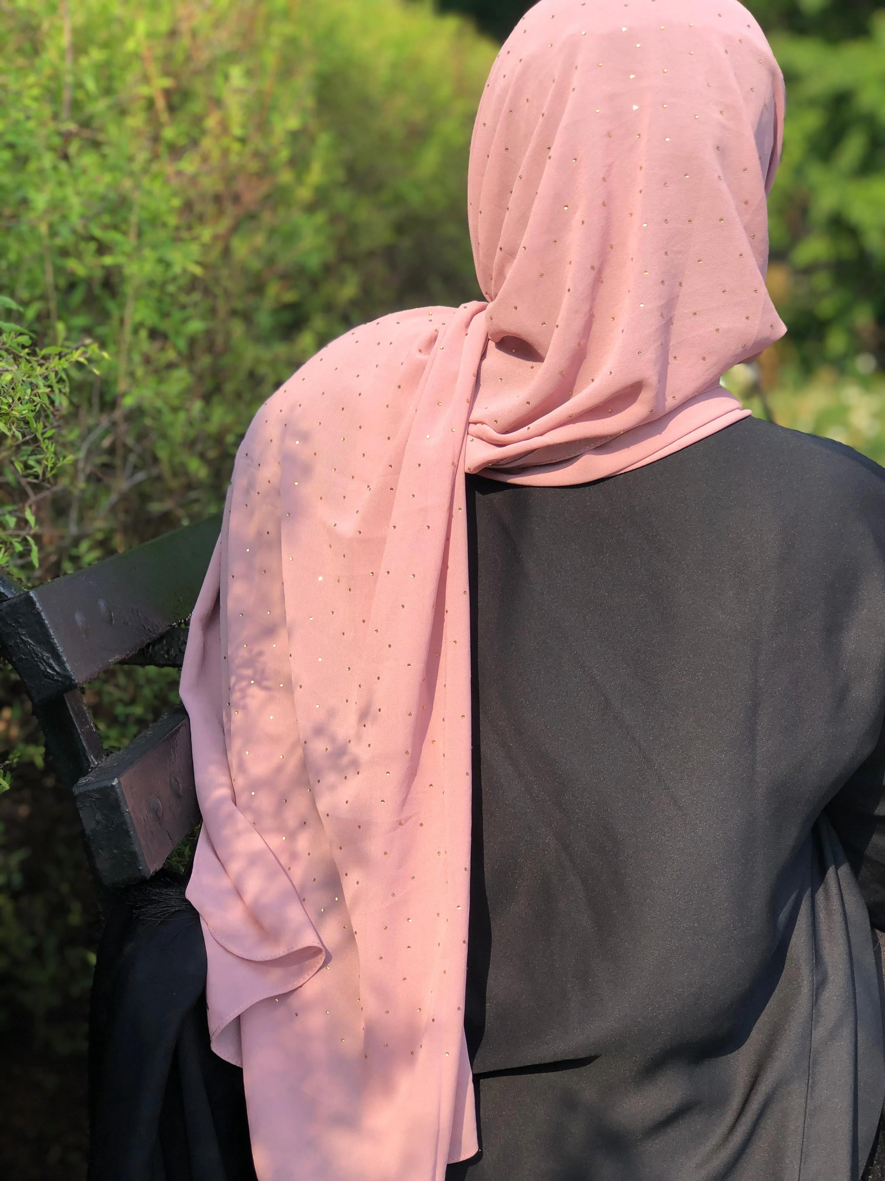 Chiffon with Rhinestone- Dusty Pink