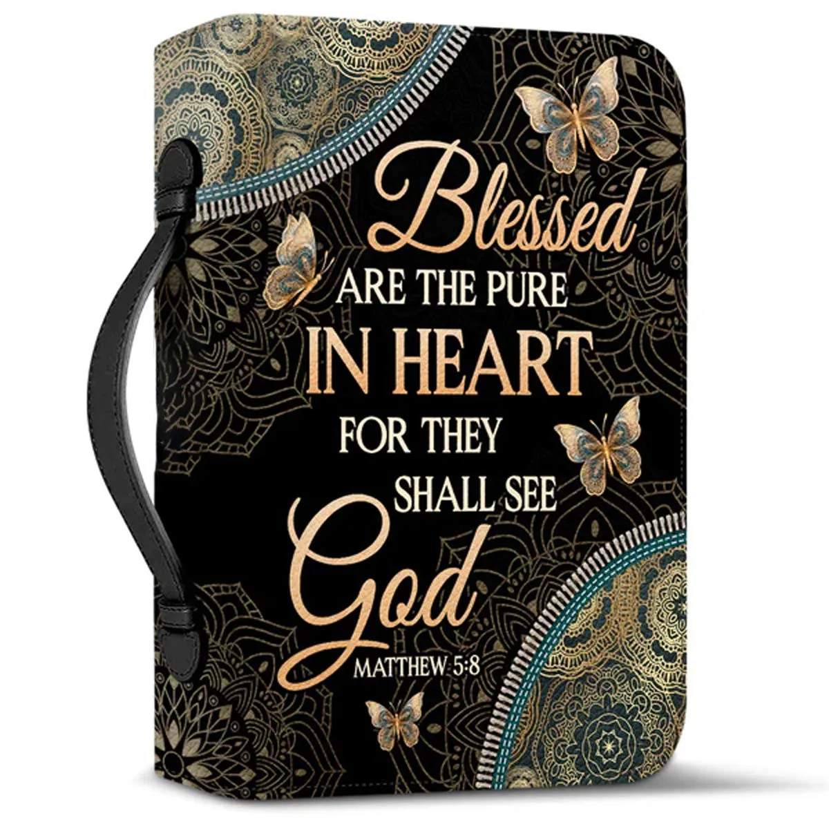 Christianart Bible Cover, Blessed Are The Pure In Heart For They Shall See God Matthew 5:8 Butterfly Mandala, Gifts For Women, Gifts For Men, Christmas Gift.