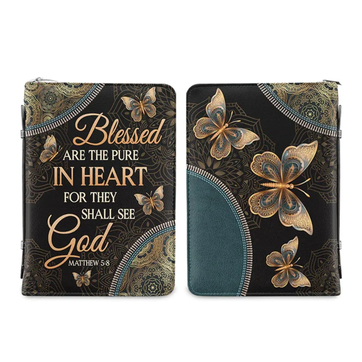 Christianart Bible Cover, Blessed Are The Pure In Heart For They Shall See God Matthew 5:8 Butterfly Mandala, Gifts For Women, Gifts For Men, Christmas Gift.