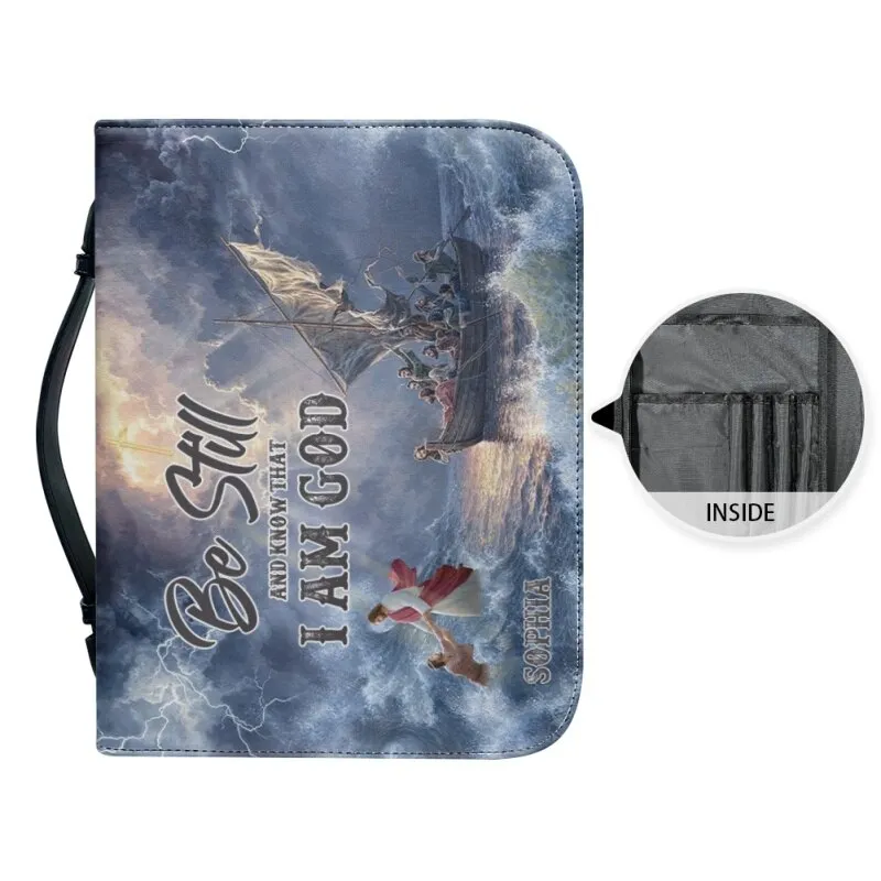 Christianartbag Bible Cover - Be Still And Know That I Am God Bible Cover - Personalized Bible Cover - Divine Voyage Bible Cover - CABBBCV01060923.
