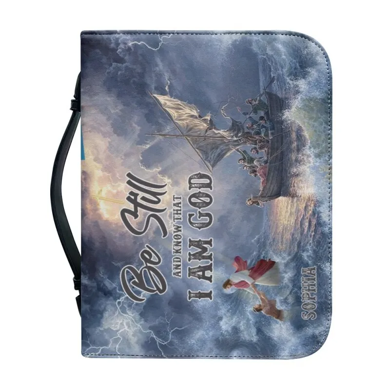 Christianartbag Bible Cover - Be Still And Know That I Am God Bible Cover - Personalized Bible Cover - Divine Voyage Bible Cover - CABBBCV01060923.
