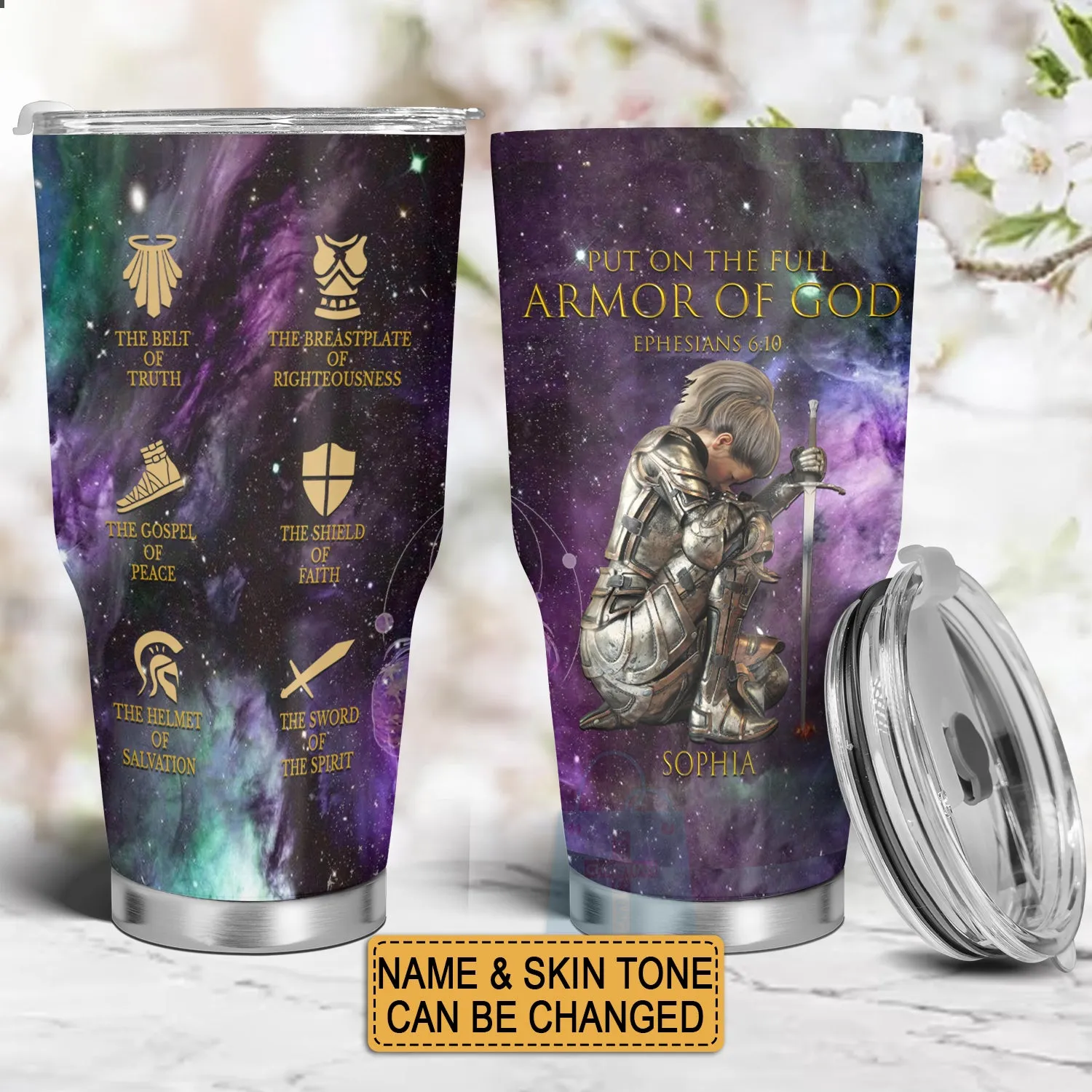 Christianartbag Drinkware, Put On The Full Armor Of God Personalized Tumbler, Personalized Mug, Tumbler, Christmas Gift, CABDR 01120124.