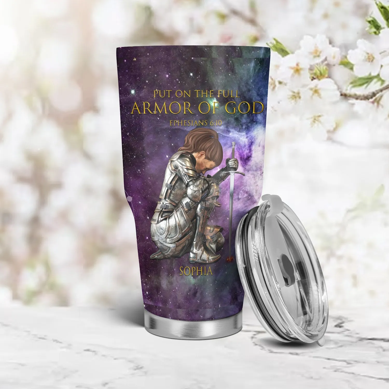 Christianartbag Drinkware, Put On The Full Armor Of God Personalized Tumbler, Personalized Mug, Tumbler, Christmas Gift, CABDR 01120124.