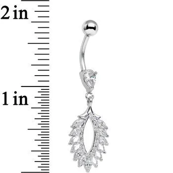 Clear CZ Gem Light as a Feather Dangle Belly Ring