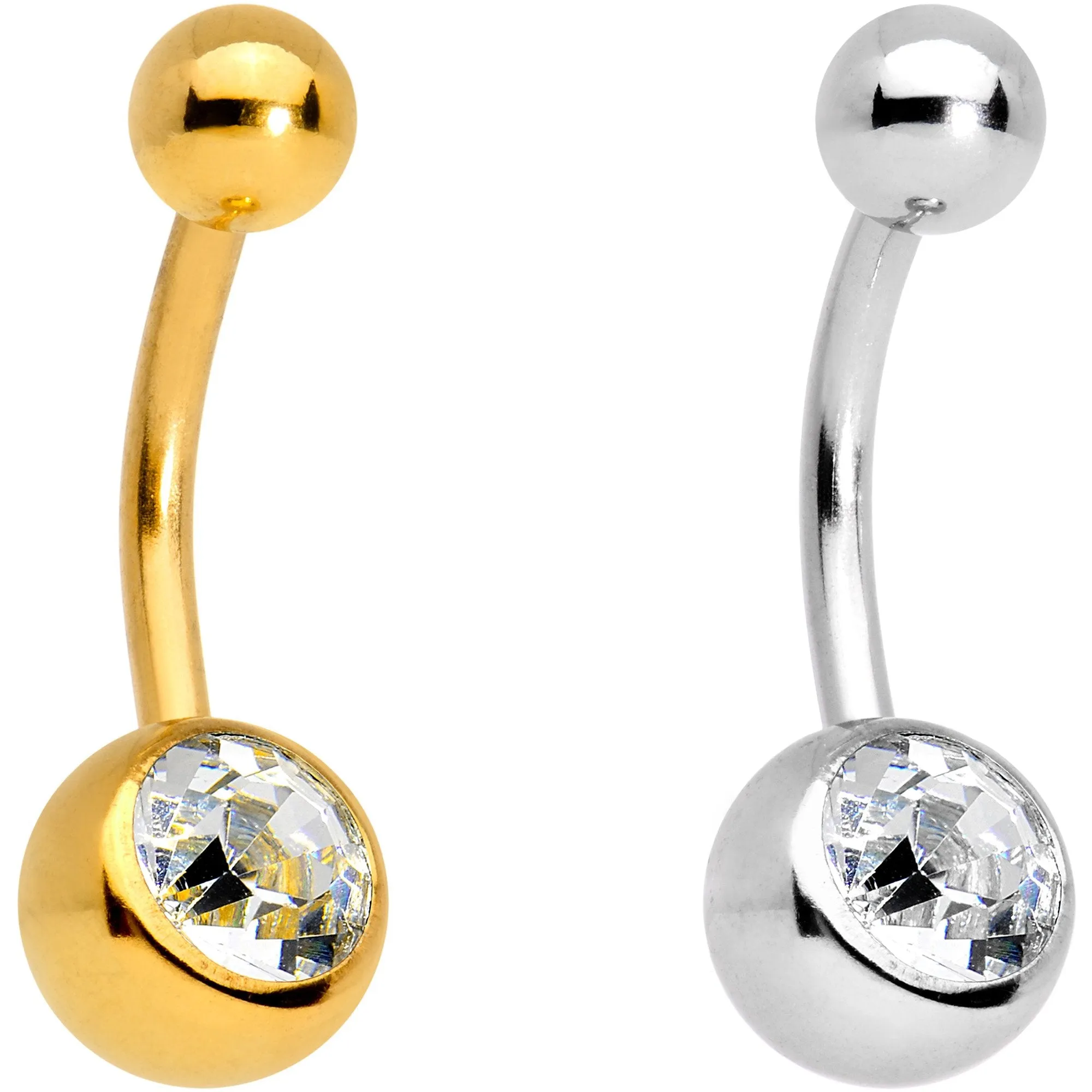 Clear Gem Multi Color Anodized Titanium Belly Ring Set of 5