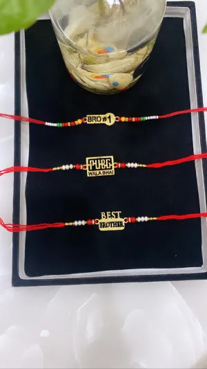 Combo of 3 Wooden Bro No1 Pubg Bhai Rakhi