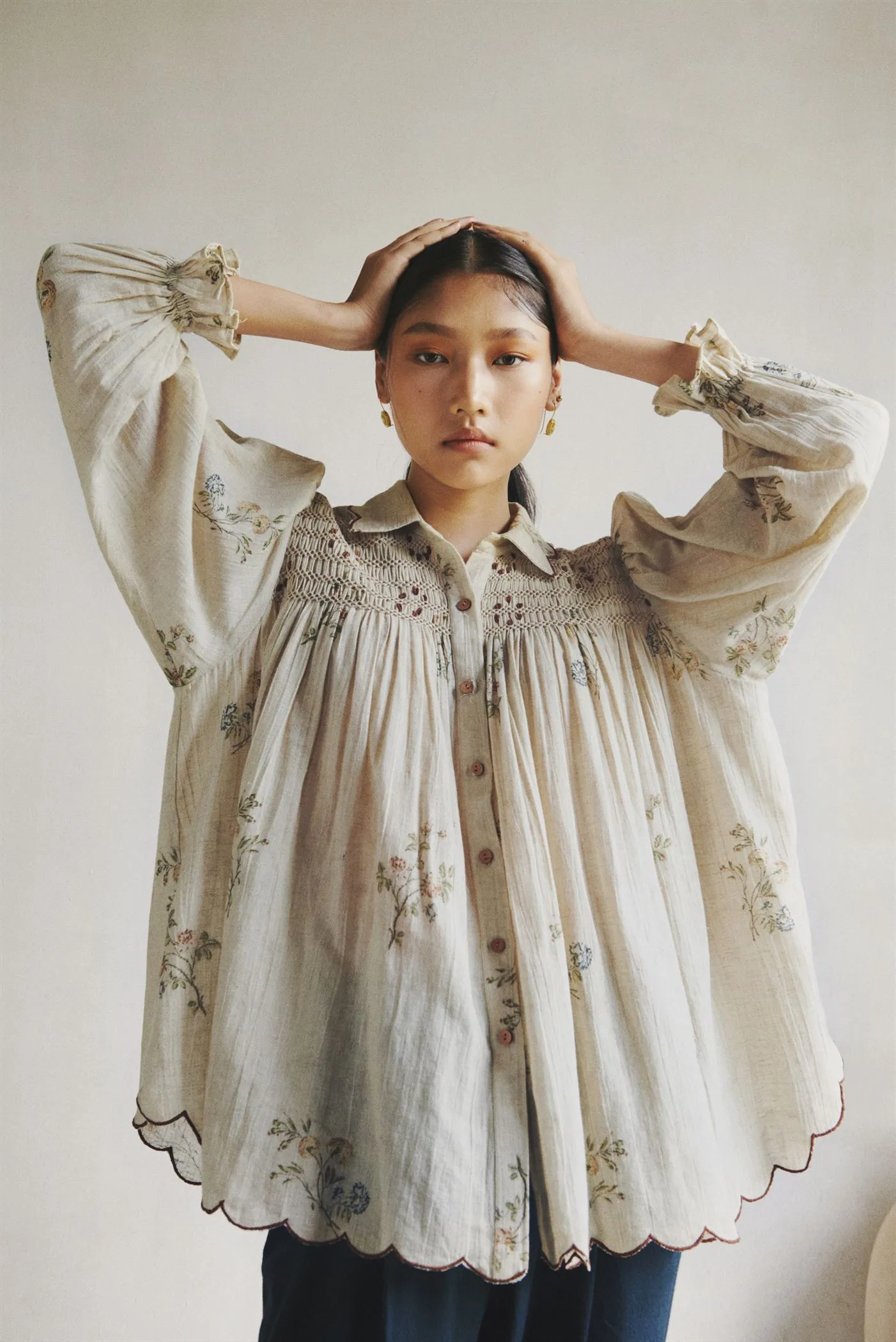 CORD   I   Hiraeth  Judy Shirt Ivory-Dahlia Print