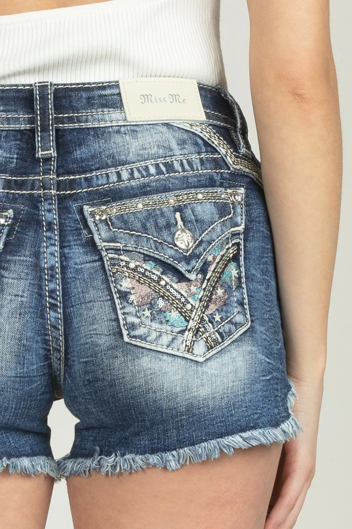Cotton Candy Cross-Stitched Shorts