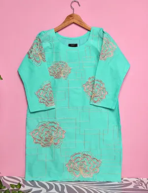 Cotton Embroidered Stitched Kurti - Blooming Angel (TS-022A-SkyBlue)