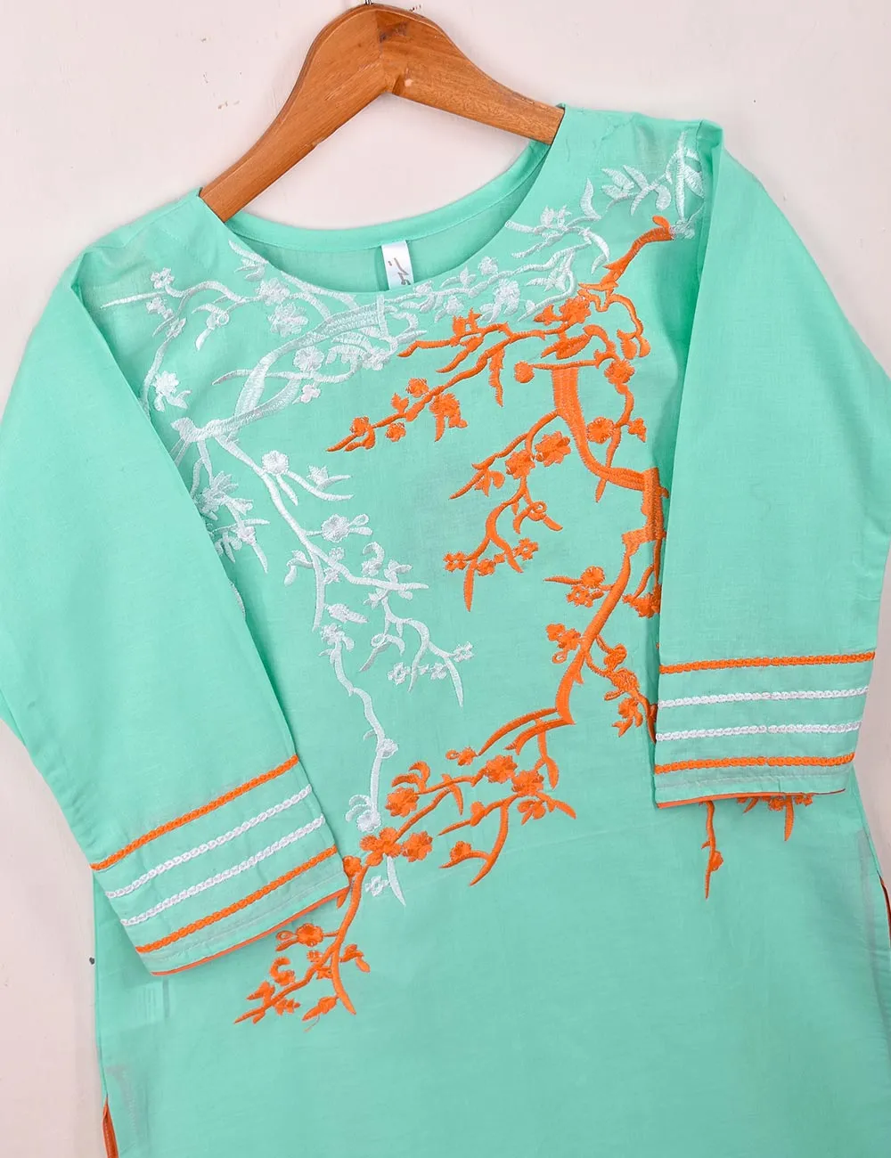Cotton Embroidered Stitched Kurti - Thunder (TS-058A-SeaGreen)