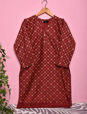 Cotton Printed Stitched Kurti - Rejuve (TS-020A-Maroon)