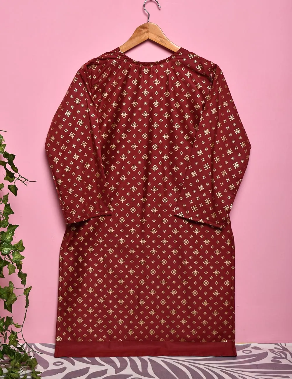 Cotton Printed Stitched Kurti - Rejuve (TS-020A-Maroon)