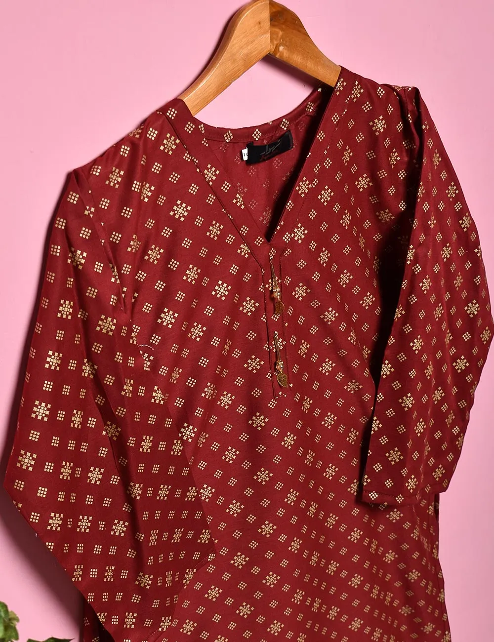 Cotton Printed Stitched Kurti - Rejuve (TS-020A-Maroon)