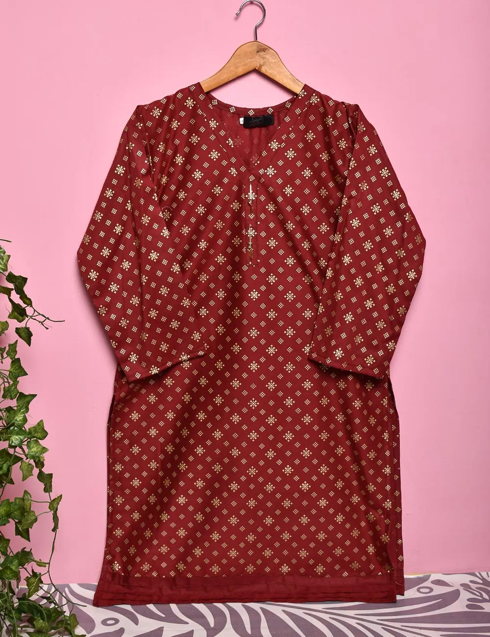 Cotton Printed Stitched Kurti - Rejuve (TS-020A-Maroon)