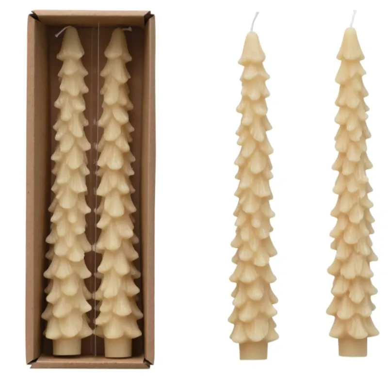 Cream Tree Taper Candles (set of 2, 2 sizes)