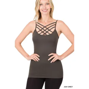Crisscrossed Out Cami in Ash Grey