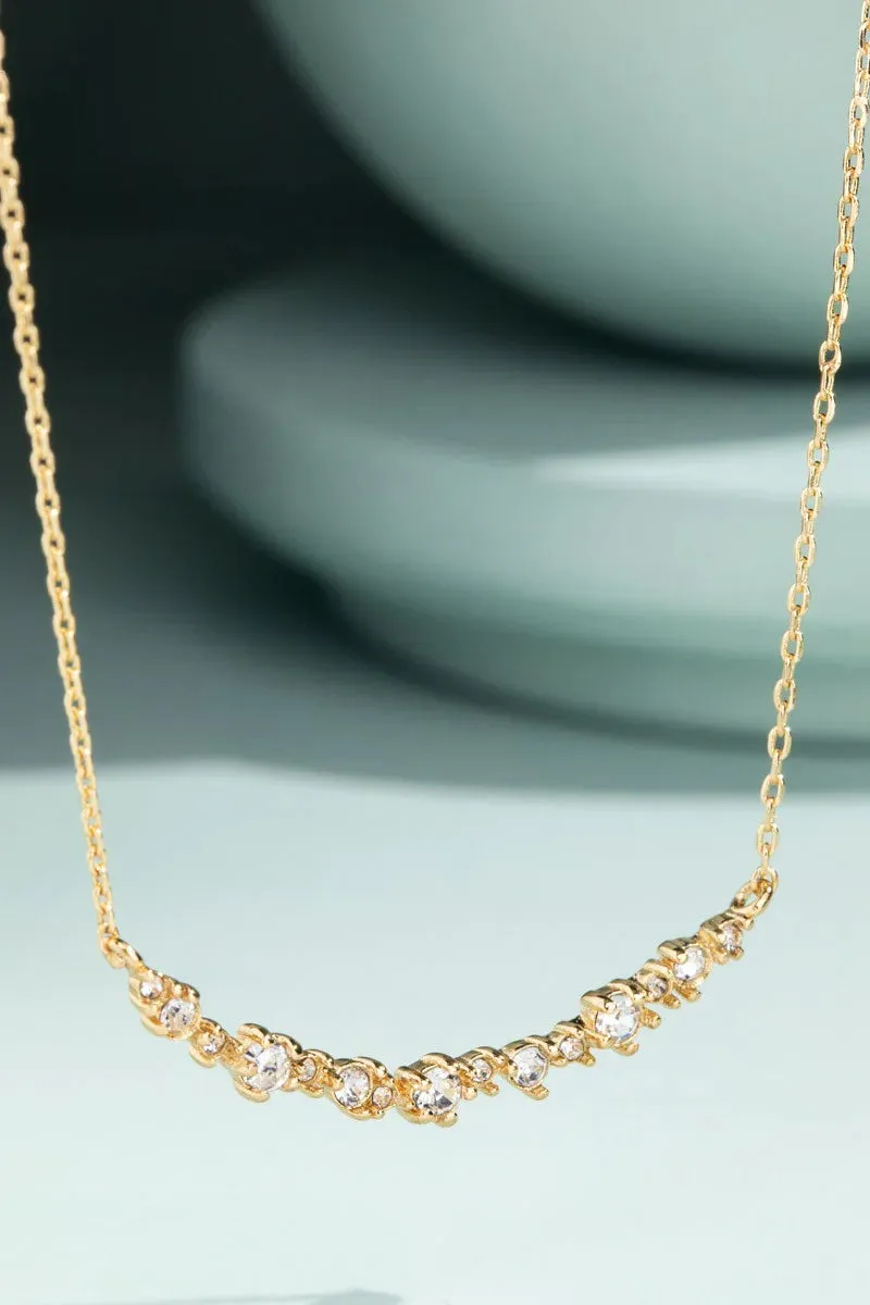 Crystal Curved Bar Dainty Short Necklace- 2 Colors