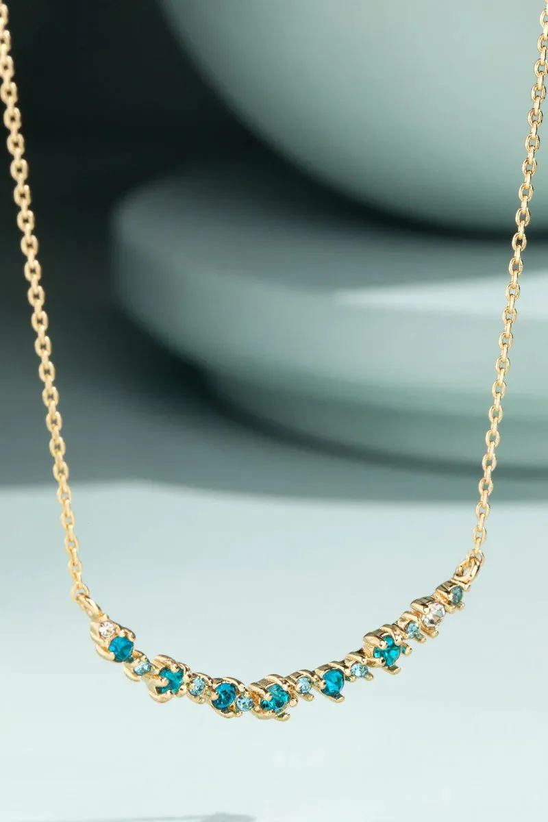 Crystal Curved Bar Dainty Short Necklace- 2 Colors