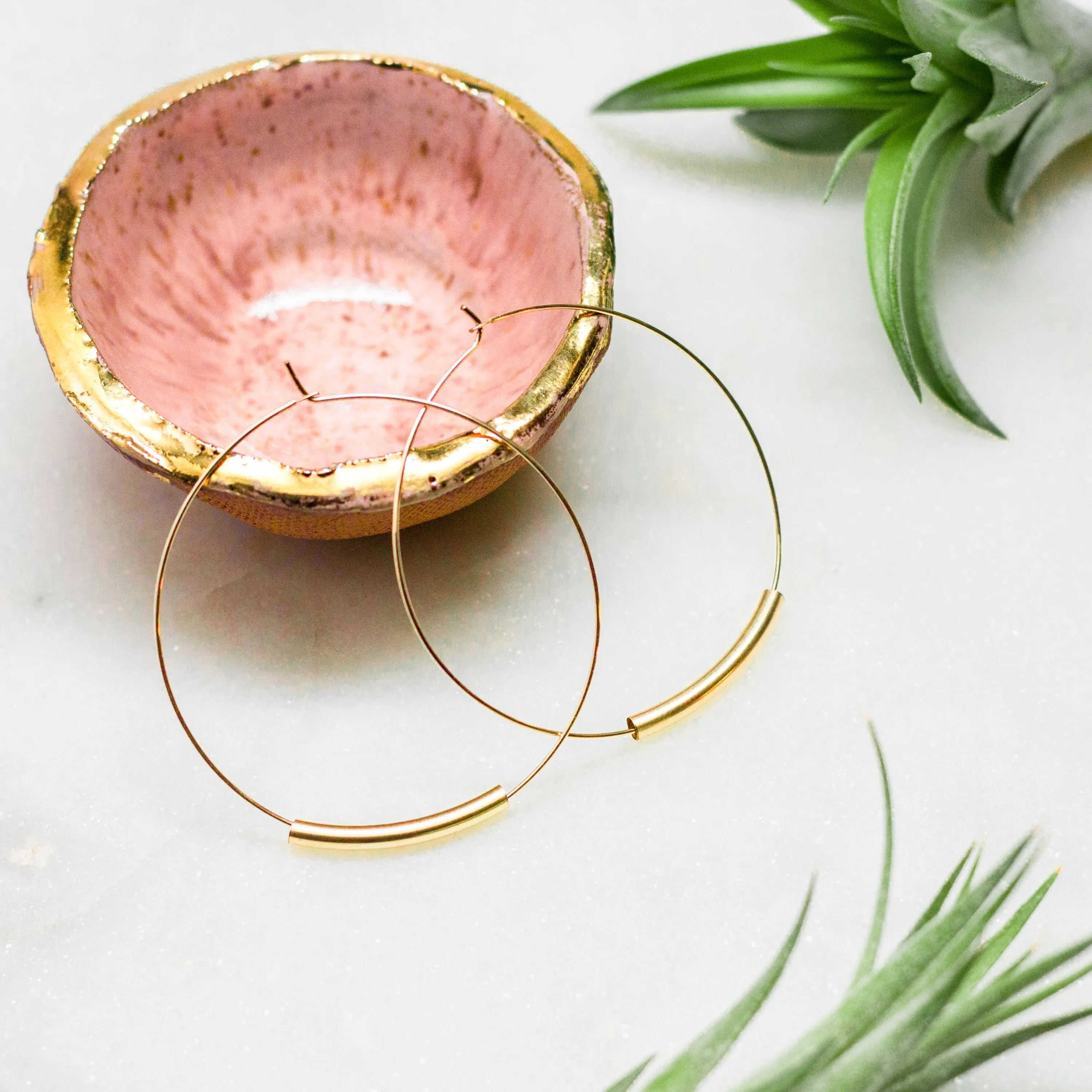 curved bar hoop earrings
