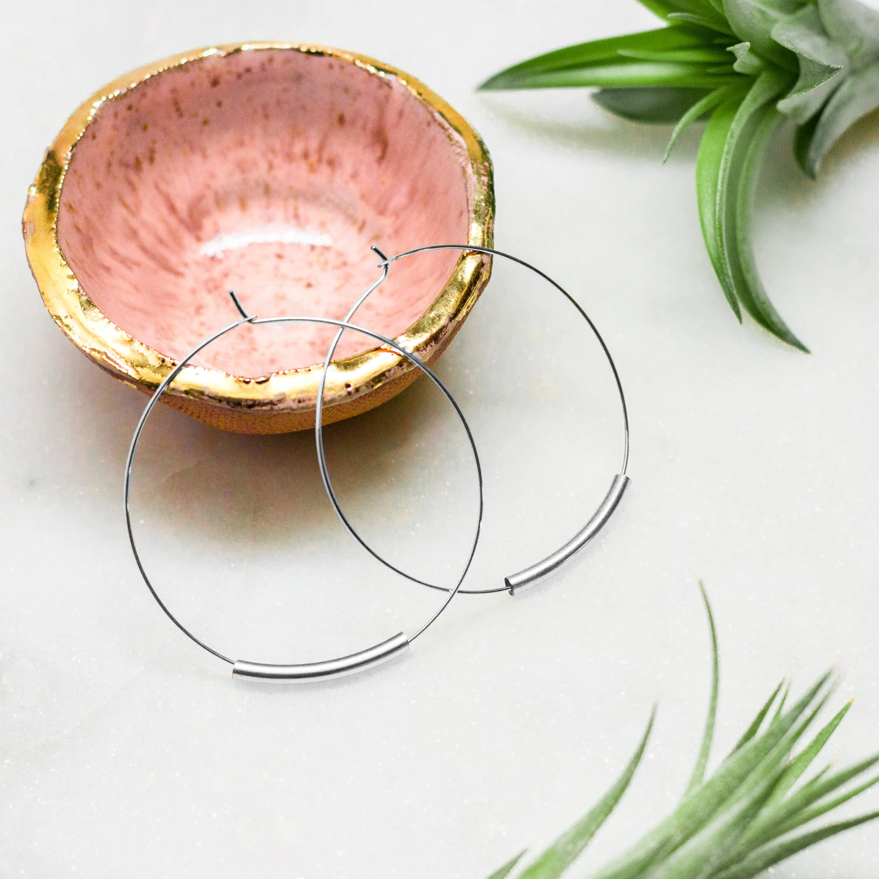 curved bar hoop earrings