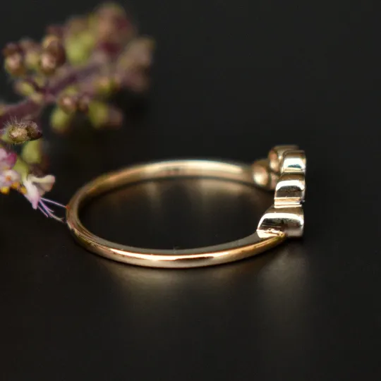 Curved Bezel Diamond Stack Wedding Band
