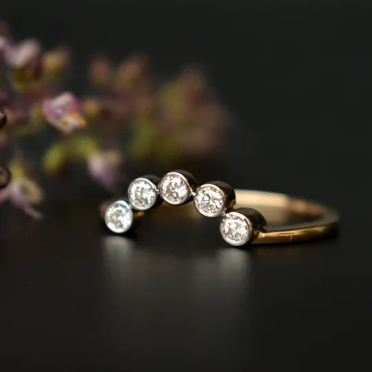 Curved Bezel Diamond Stack Wedding Band