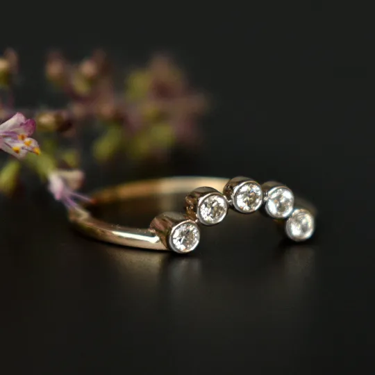 Curved Bezel Diamond Stack Wedding Band