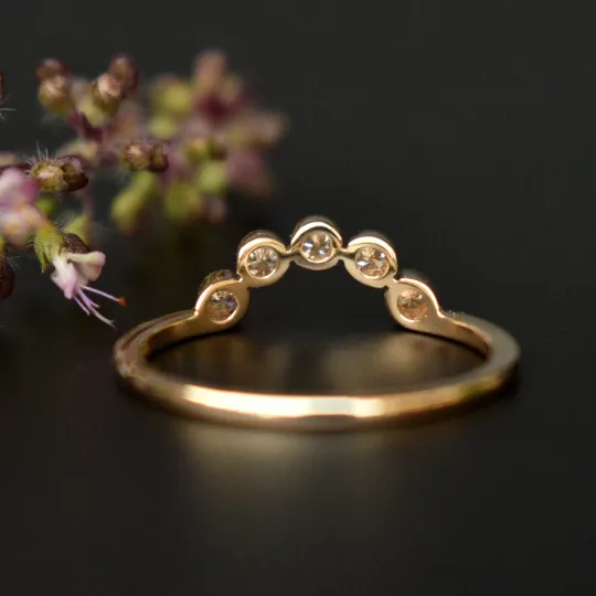 Curved Bezel Diamond Stack Wedding Band